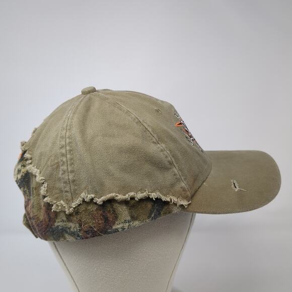 Browning Strapback Baseball Cap Brown One Size Adjustable Distressed Camouflage - Picture 5 of 9